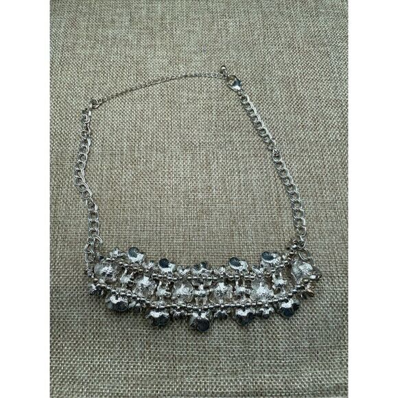 Retro Chunky Rainbow Glass diamanté choker necklace Floral Spring Summer - Picture 4 of 7